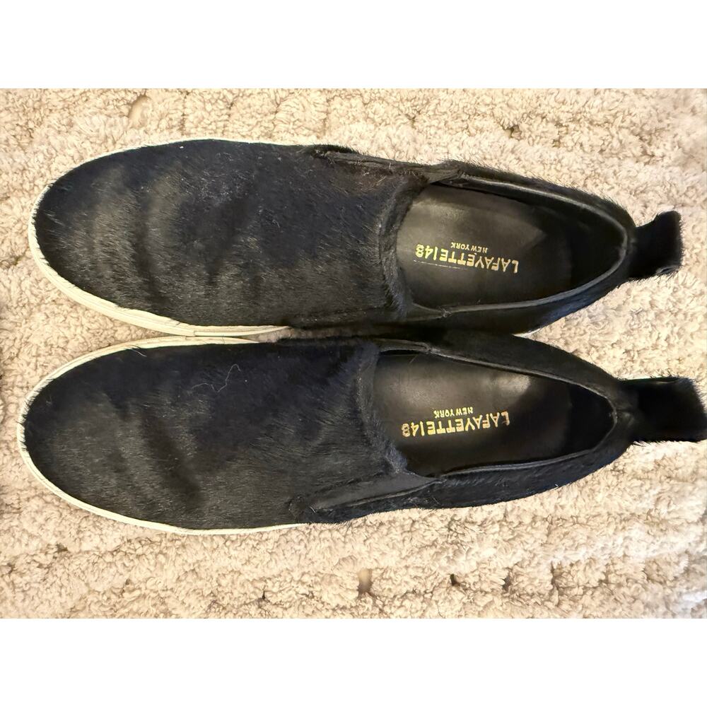 Lafayette 148 Sidney Calf Hair Black Slip On Sneakers EU 38.5